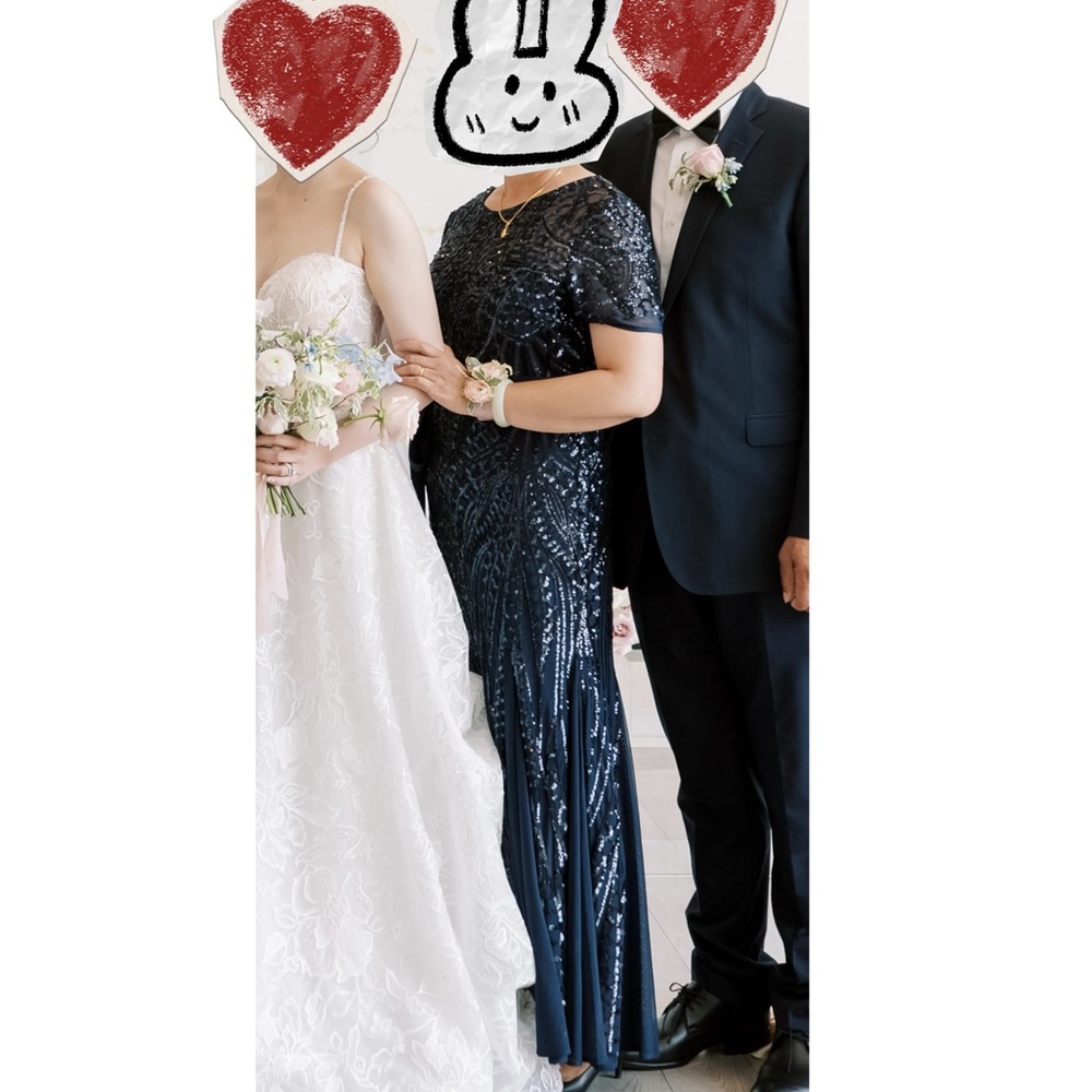 Elegant Laura Navy Blue Sequin & Mesh Dress